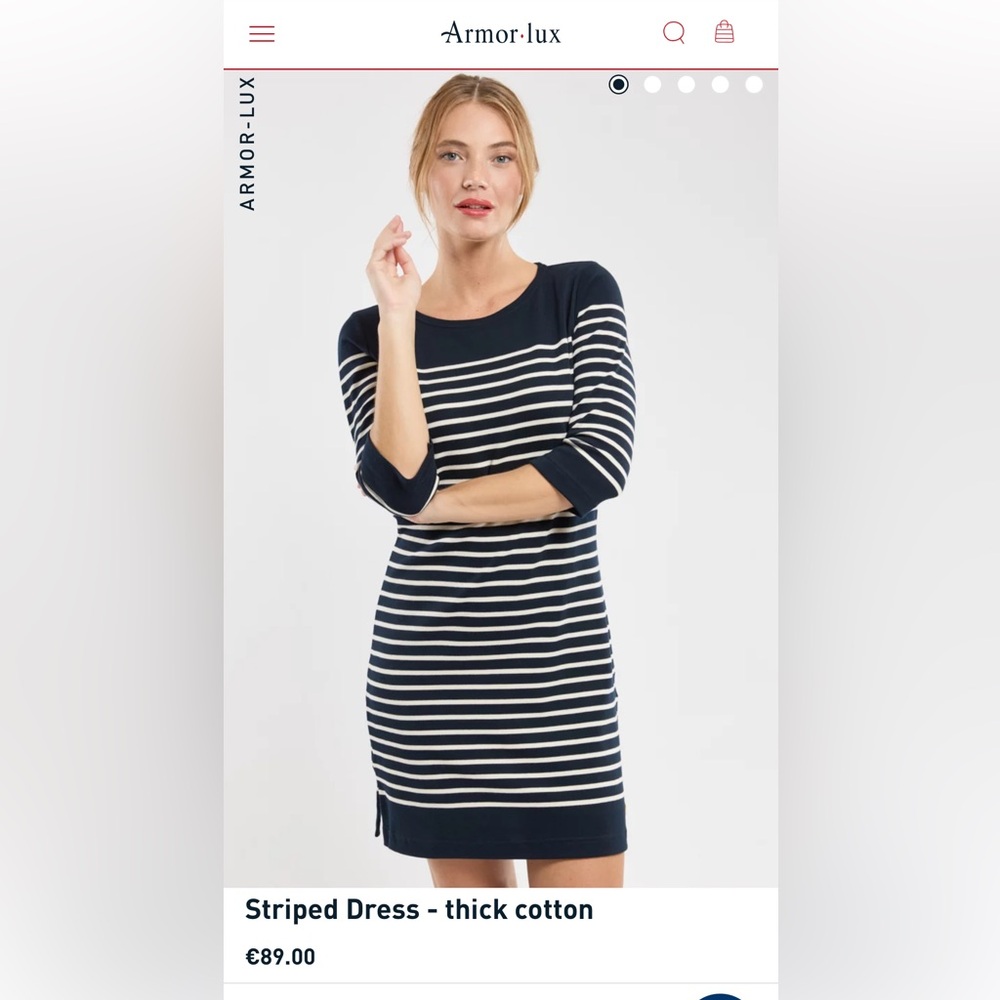 Amour Lux Cotton Navy Striped Sailor Dress French Classic Preppy YachtStyle